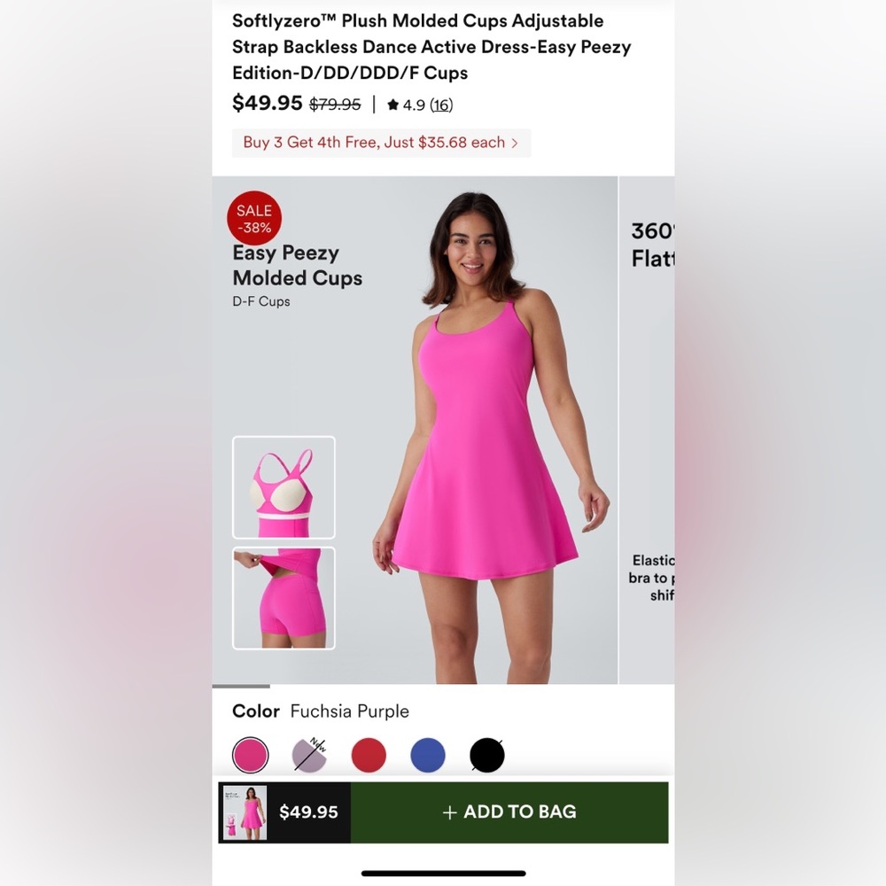 Halara Softlyzero™ Plush MoldedCups Adj
Strap ActiveDress-Easy Peezy D/DD/DDD/F